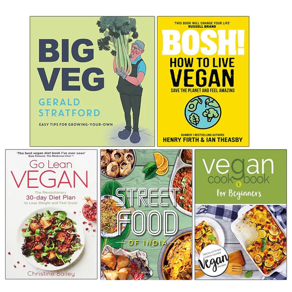 Big Veg [Hardcover], BOSH How to Live Vegan, Go Lean Vegan, Street Food, Vegan Cookbook For Beginners 5 Books Collection Set