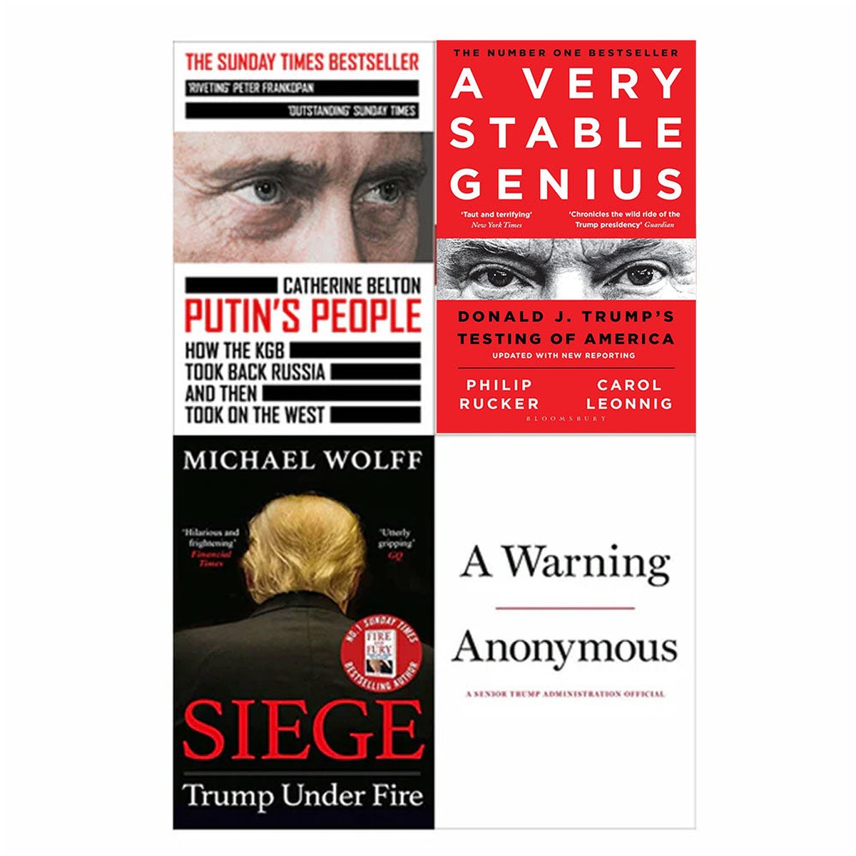 A Very Stable Genius, A Warning, Siege: Trump Under Fire & More 4 Books Collection Set - Non Fiction - Mixed Format