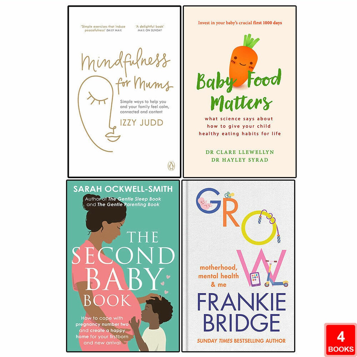Baby Food, Second Baby, GROW & Mindfulness 4 Books Collection Set